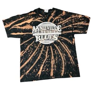 Vintage 1999 Black Bleached Annieville Blues Piano Music T Shirt